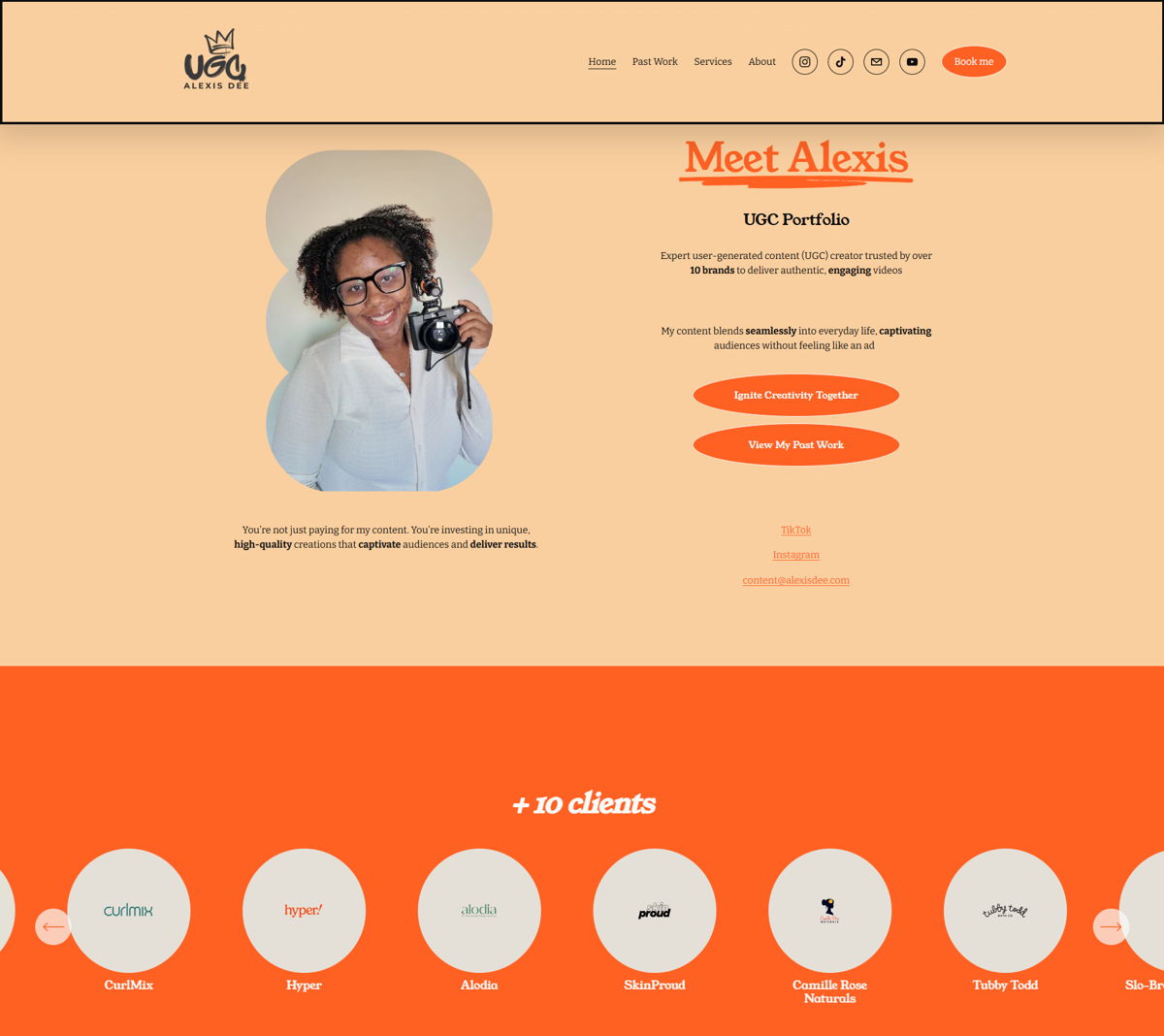 Screenshot of Alexis Dee, from the ugc portfolio examples collection.