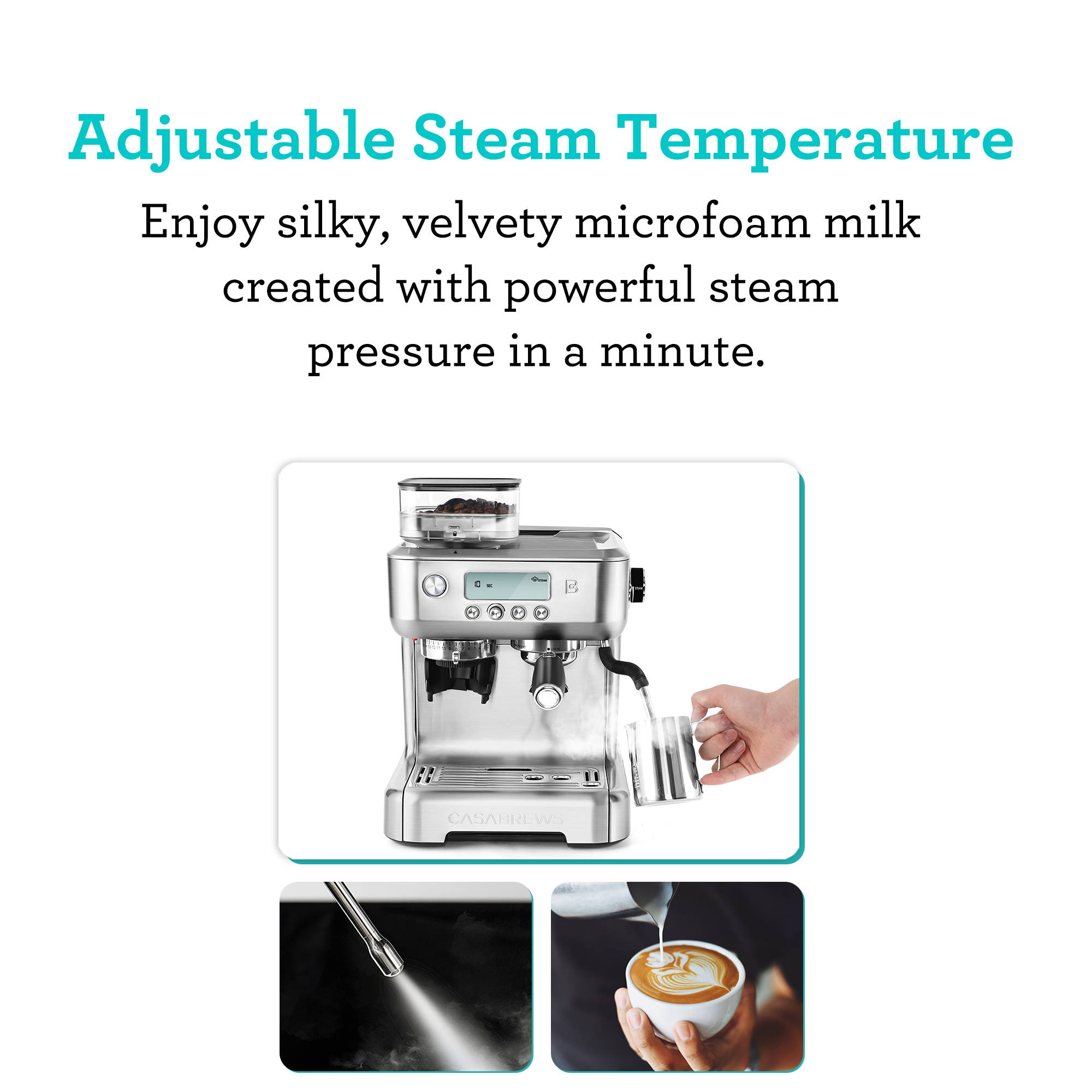 Silky and texture micro-foam the steam wand performance allows you to hand texture micro-foam milk that enhances flavor and enables creation of latte art.