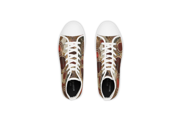 Ornate Vintage Mandala Men's High Top Sneakers | Boho Floral Pattern