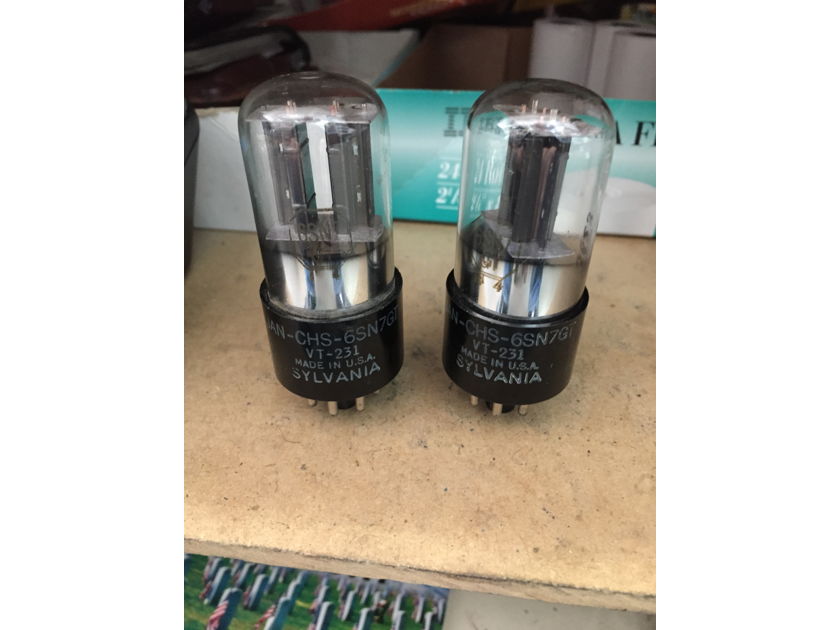 Sylvania JAN-CHS-6SN7GT, VT-231 (Army, Navy) Tube Matched pair good to Use For Mono Amp   6sn7