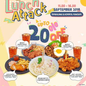 GiggleBox: Promo LUNCHATTACK! up to 20% jam 11.00-16.00 ya! sampai 09/30/2019