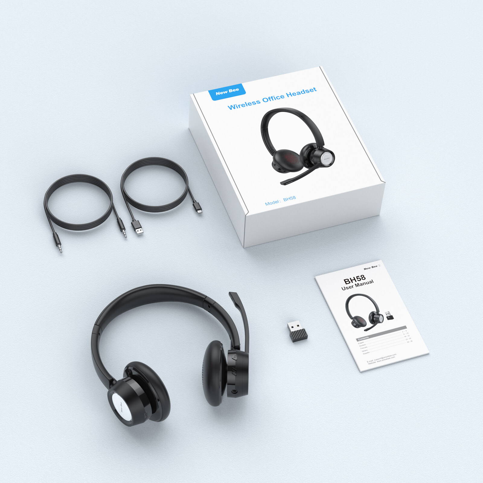 Wireless Office Headset BH58 – New Bee Wireless Office Headset BH58 – New Bee