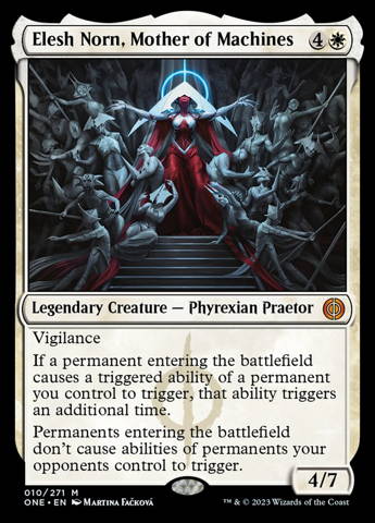 Elsh Norn, Mother of Machines from Phyrexia: All Will Be One. 