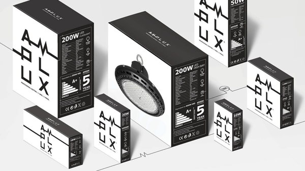 Packaging design for a new range of Amplux® professional lighting products.
