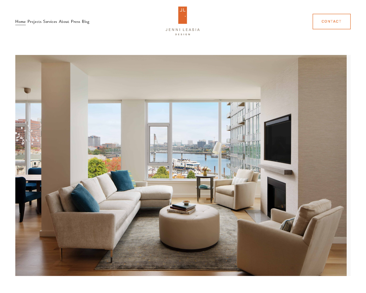 Screenshot of Jenni Leasia Design, from the remodeling websites collection.
