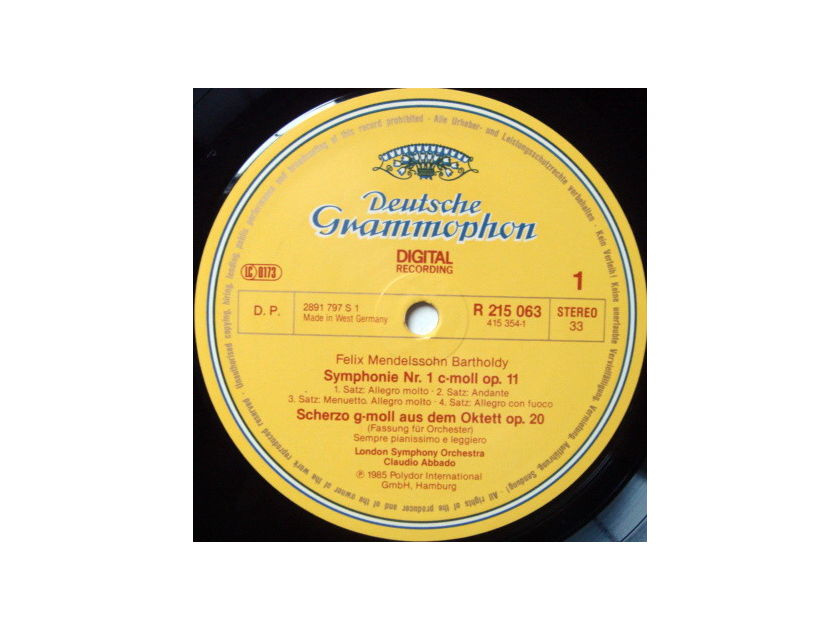 DG Digital / CLAUDIO ABBADO, - Mendelssohn 5 Symphonies, MINT, 4LP Box Set!