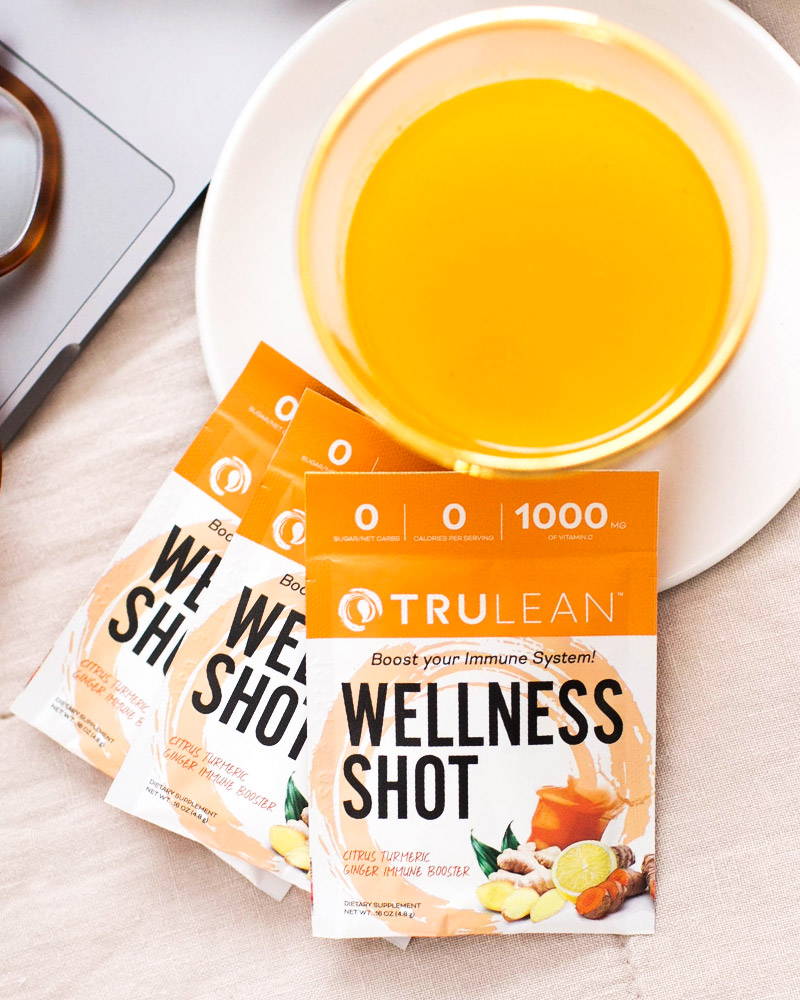 Trulean's Wellness Shots Includes 9 ingredients to boost your immune system: Vitamin C, D, B12, Zinc, Turmeric, Echinacea, Astragalus, Ginger, & Cayenne Pepper.