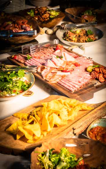 Buffet table of Czech and international cuisine
