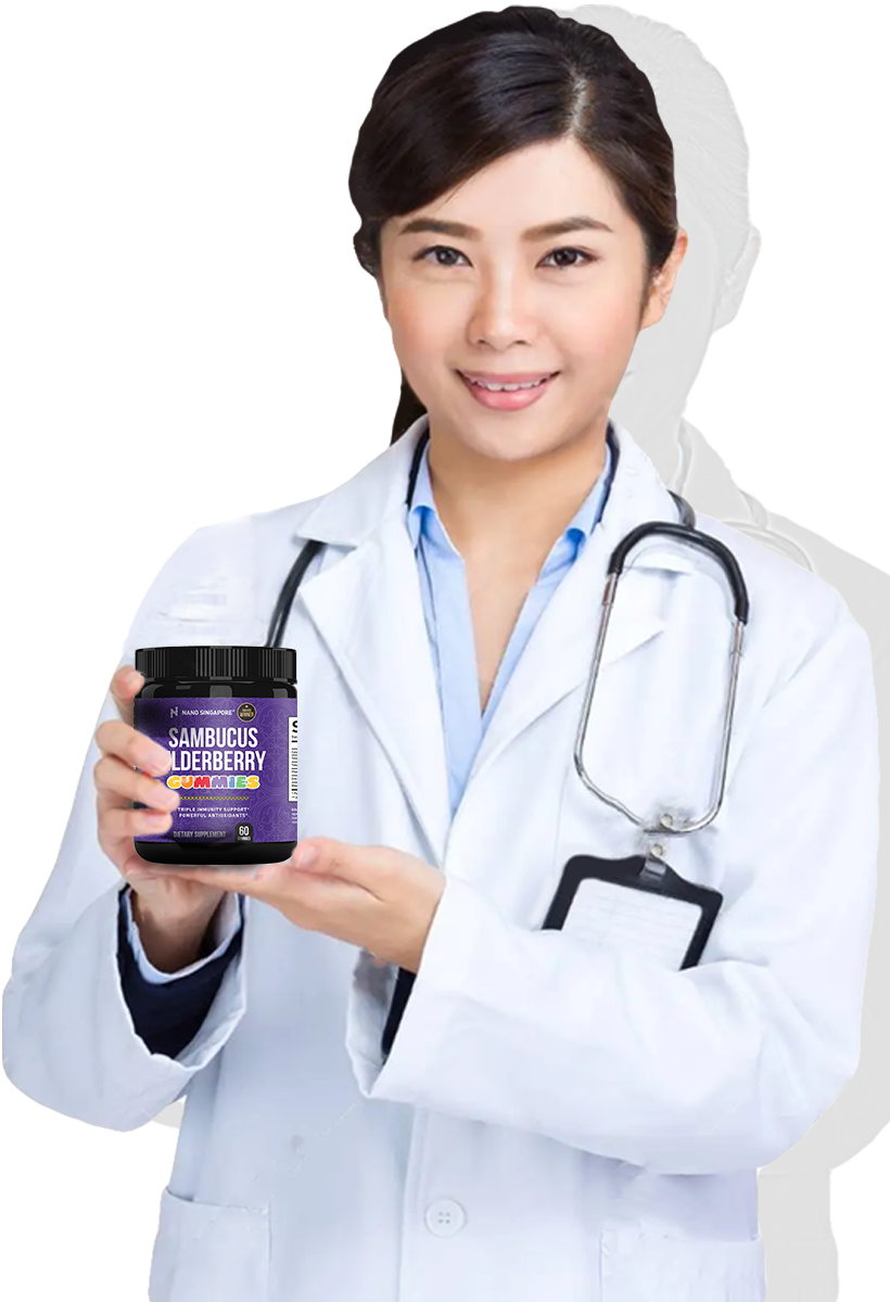 A doctor holding the best elderberry gummy supplement