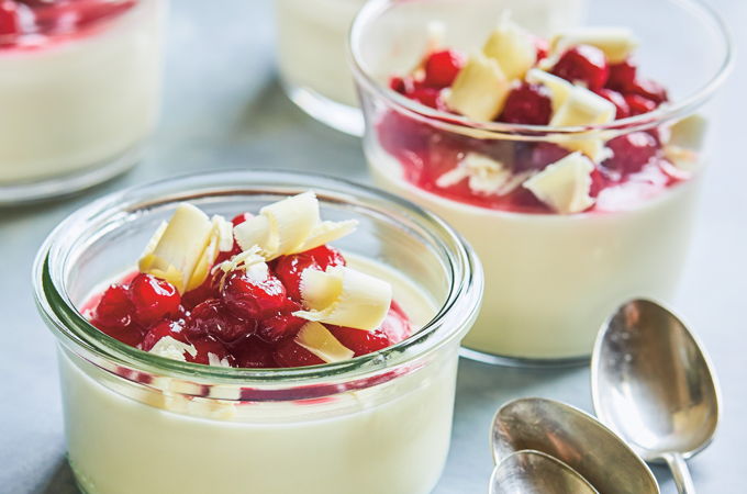 White Chocolate, Cranberry and Vanilla Panna Cotta