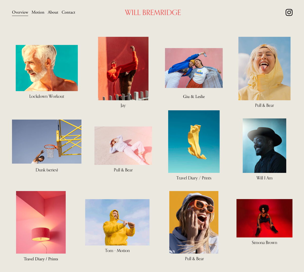 Screenshot of Will Bremridge, from the squarespace photography websites collection.