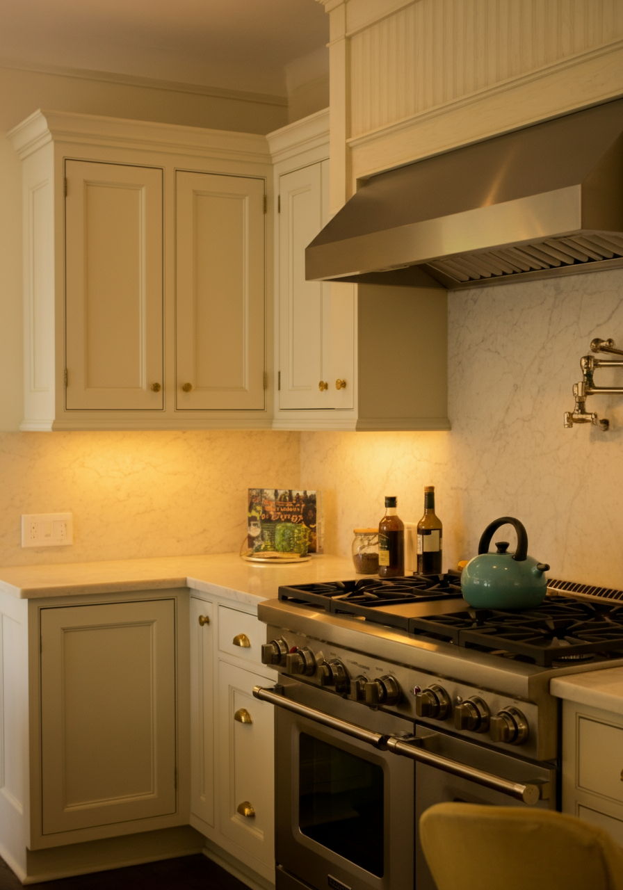 A photographic style image of A modern kitchen renovation in a traditional Lafayette home, illustrating the blend of contemporary amenities with classic architectural elements. high focus, sharp, lots of bright light, extra bright, highly detailed, high quality, dslr, film grain, fujifilm XT3, RAW photo, RAW candid cinema, color graded porta 400, depth of field, hyper realistic, natural-looking, expressive, textured skin, texture, 8k, photorealistic