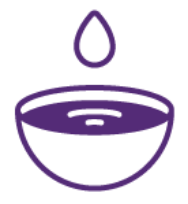outline of a purple bowl with a drop falling into it