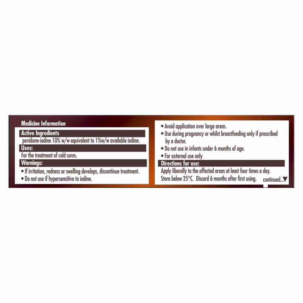 Betadine Cold Sore Ointment 7.5G ARTG 29963 - Image 3