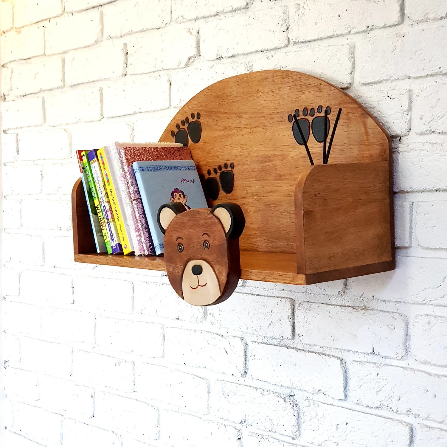 Children's bookshelf Bear theme for children's room with mounting pins - Image 2