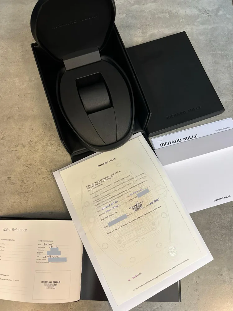 RM005 with Authenticity Certificate & Service Papers 08/2025 New Strap Official RM After Service Warranty till August 2027