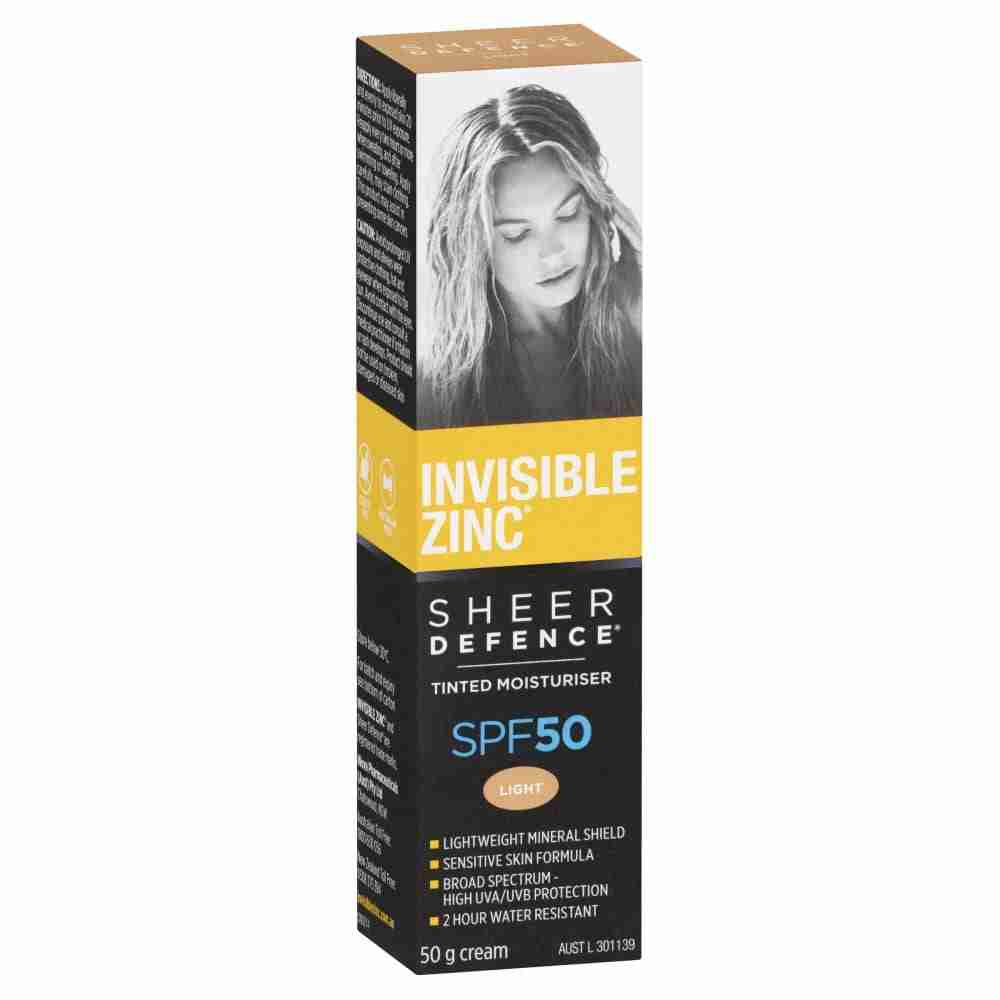 Invisible Zinc SPF 50+ Sheer Defence Tinted Moisturiser Light 50g - Image 2