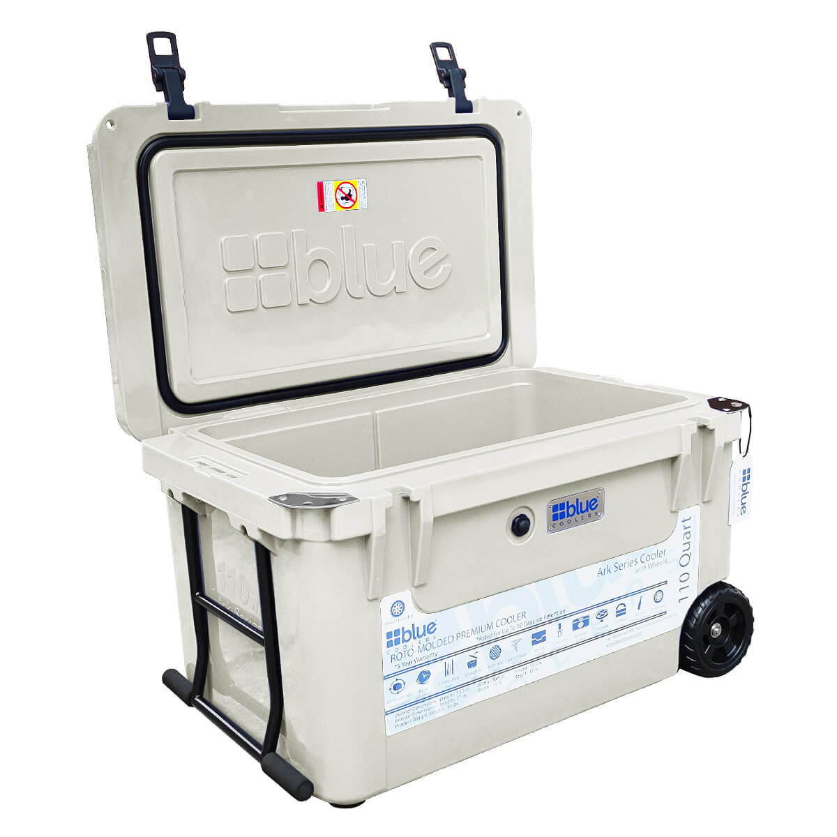 110 Quart Ark Series RotoMolded Wheeled Cooler Blue Coolers
