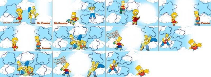 Семейная фотокнига для Фотошоп - Симпсоны и облака