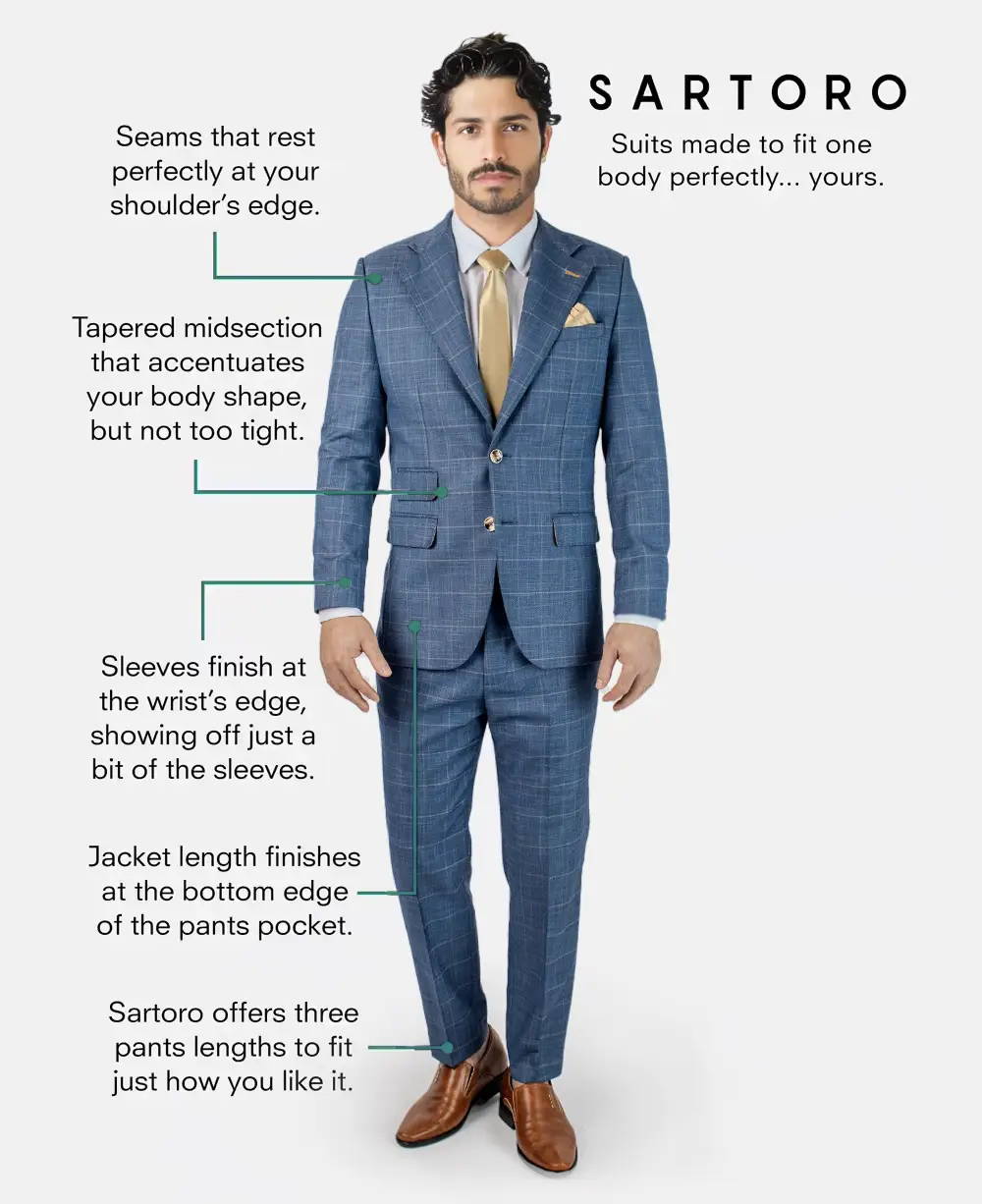 model in custom made suit that fits perfectly