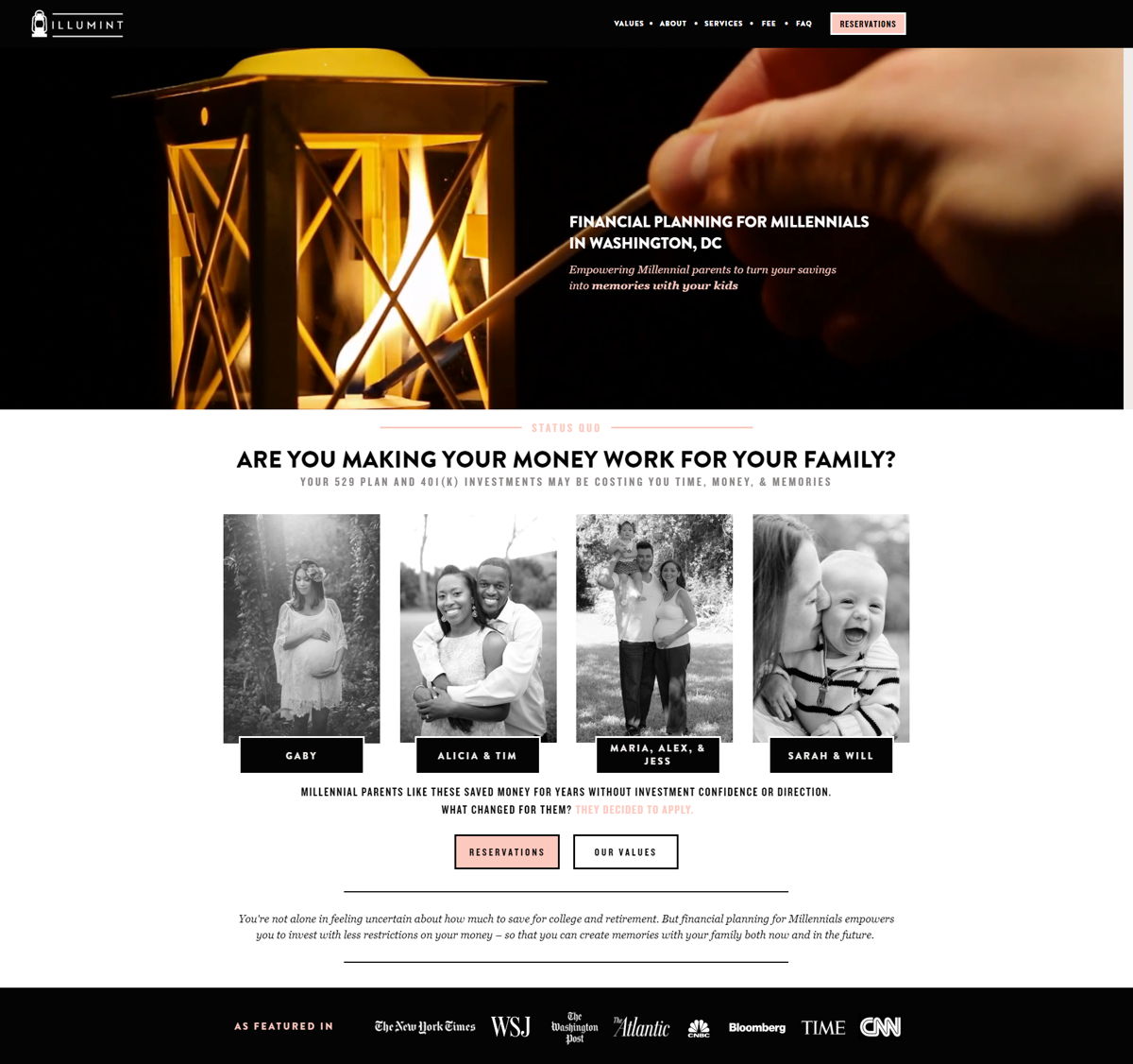 Screenshot of Illumint, from the financial advisor websites collection.