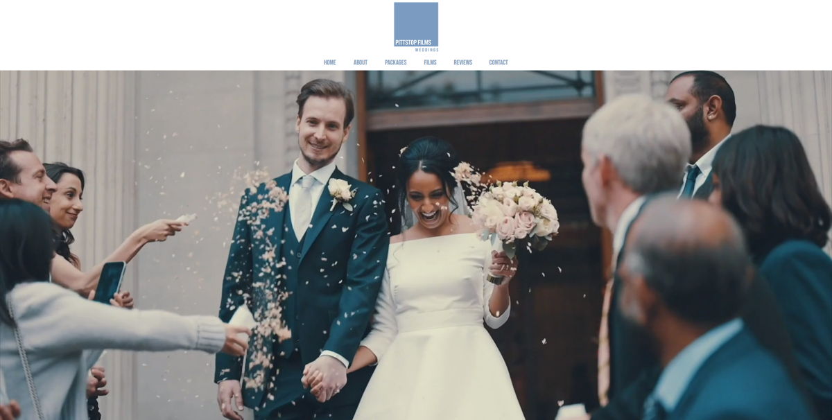 Screenshot of Pittstop Films Weddings, from the videography websites collection.