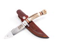 8.75 Knife Overall 4.25 Satin Finish Stainless Clip Point Blade. Stag Bone Handle with NWTF Logo