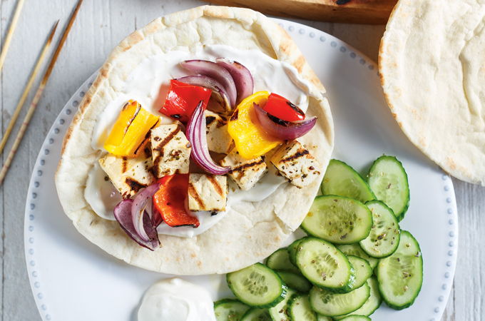 Brochettes de tofu souvlaki