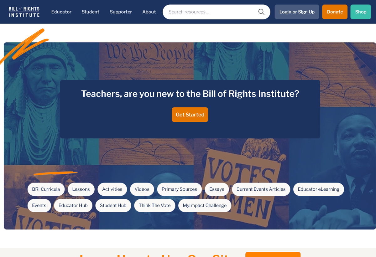 Screenshot of Bill of Rights Institute, from the blue websites collection.