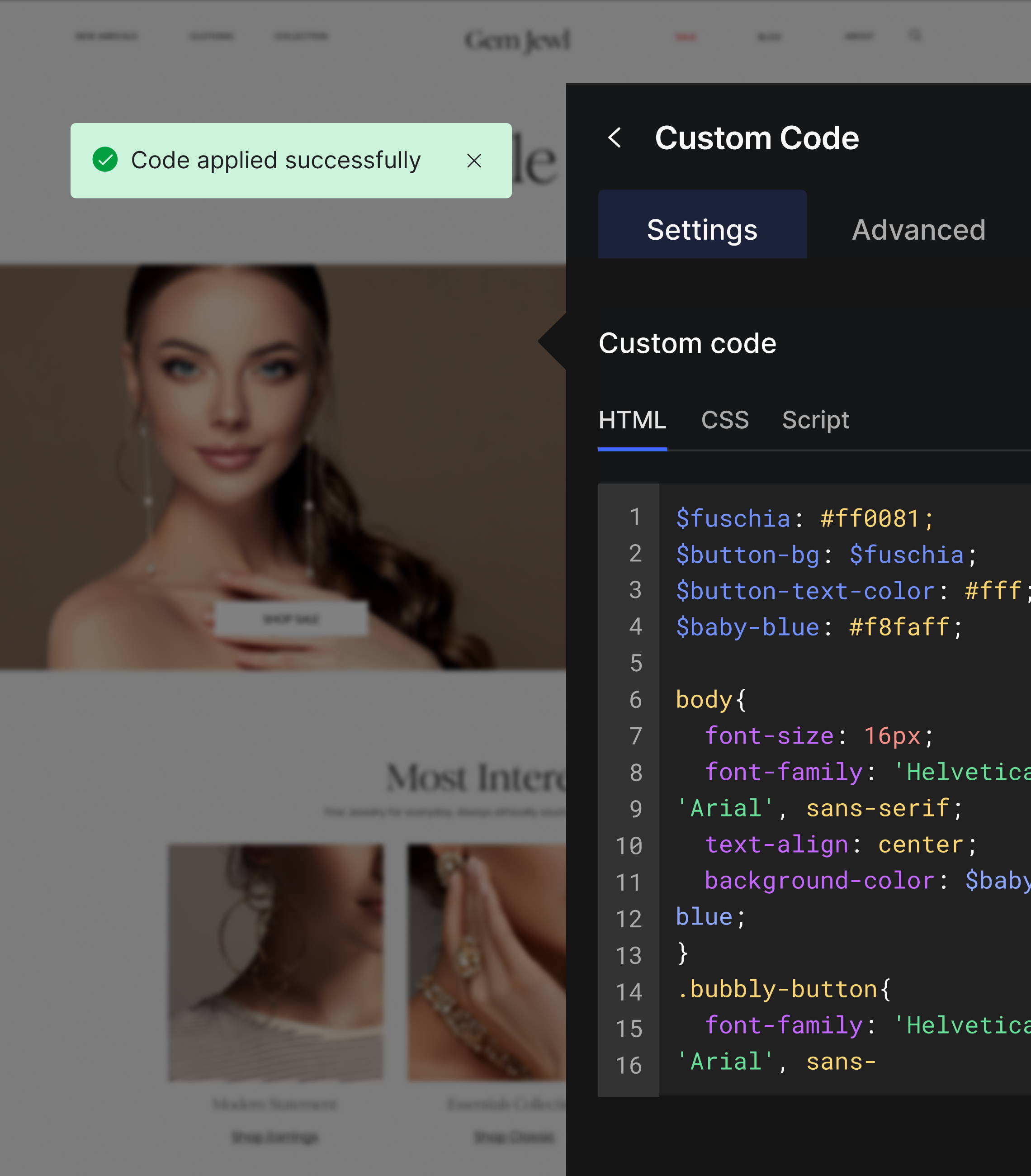 GemPages custom code