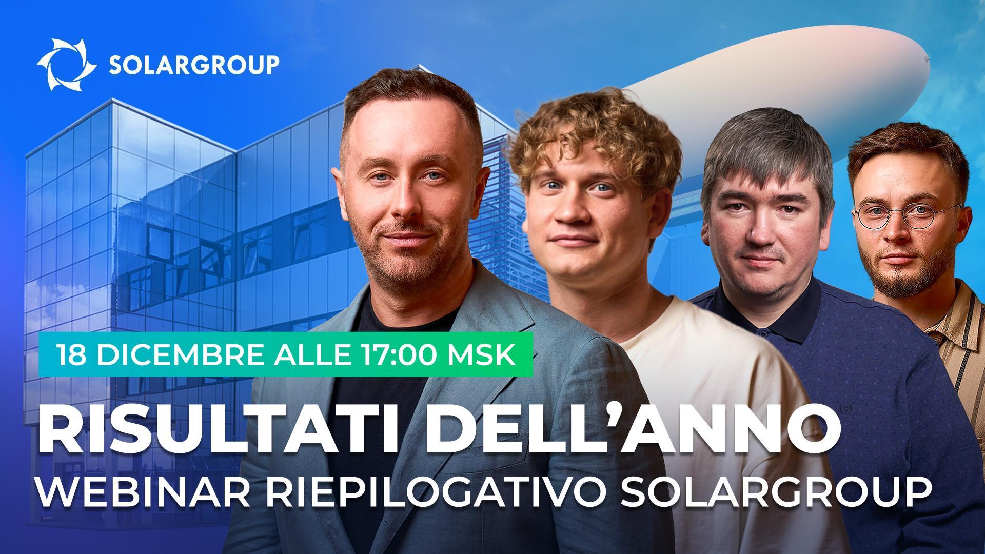 Risultati dell'anno per i progetti SOLARGROUP: diretta con i dirigenti dell'impresa