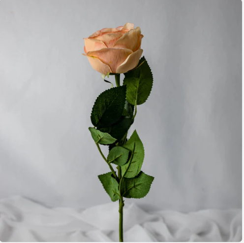 Coral David Austin Real Touch Open Bud Rose - Realistic Artificial Flowers - Image 3