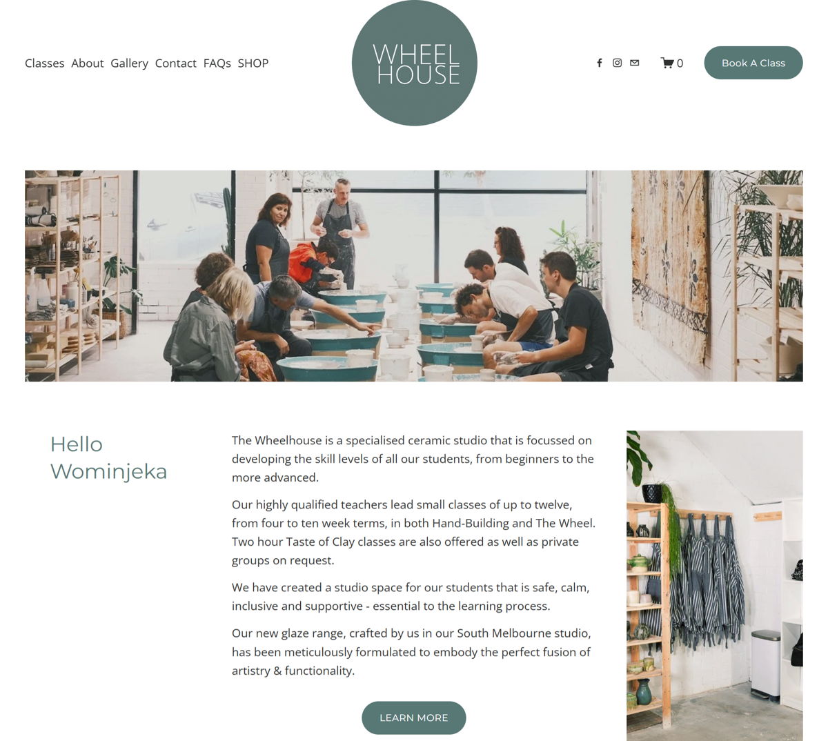 Screenshot of The Wheelhouse Studio, from the workshop websites collection.