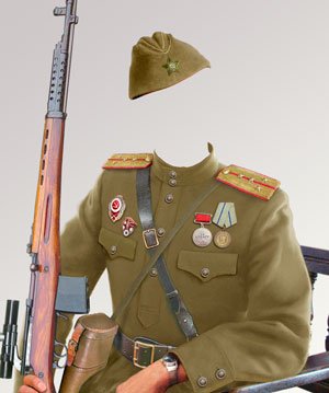 Фотошоп PSD исходник для монтажа - советский солдат