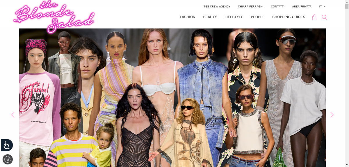 Screenshot of The Blonde Salad, from the influencer websites collection.
