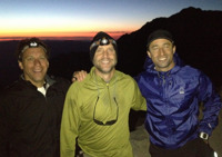 Chip Roame, Eric Clarke and Mike Alfred on midnight hike the night before the summit bid.