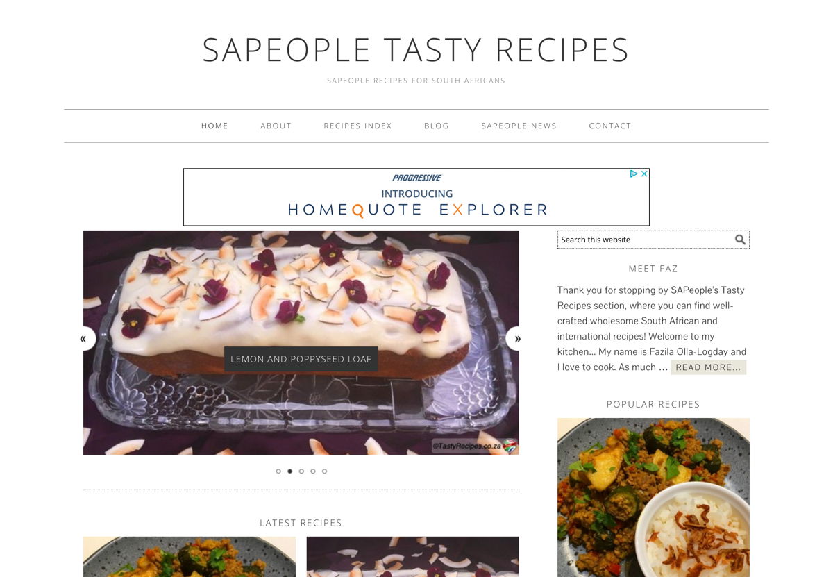 Screenshot of SAPeople Tasty Recipes, from the food websites collection.