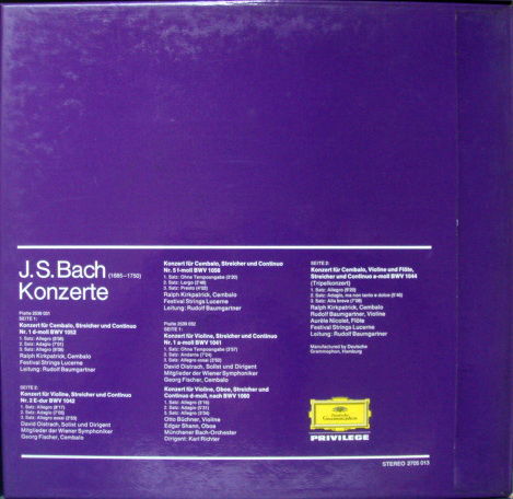 DG / OISTRACH-RICHTER-KIRKPATRICK, - Bach Concertos, MI...
