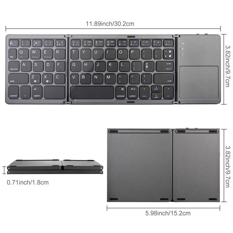 Portable folding travel ergonomic keyboard