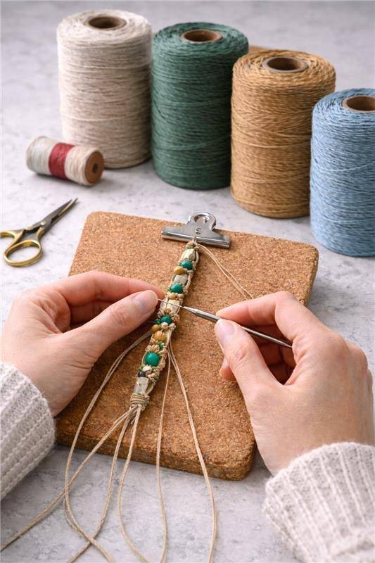 Crafter Making Hemp Bracelet