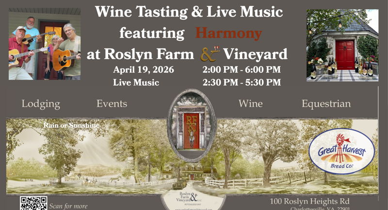 Sunday Wine Tasting at Roslyn Farm & Vineyard featuring Harmony