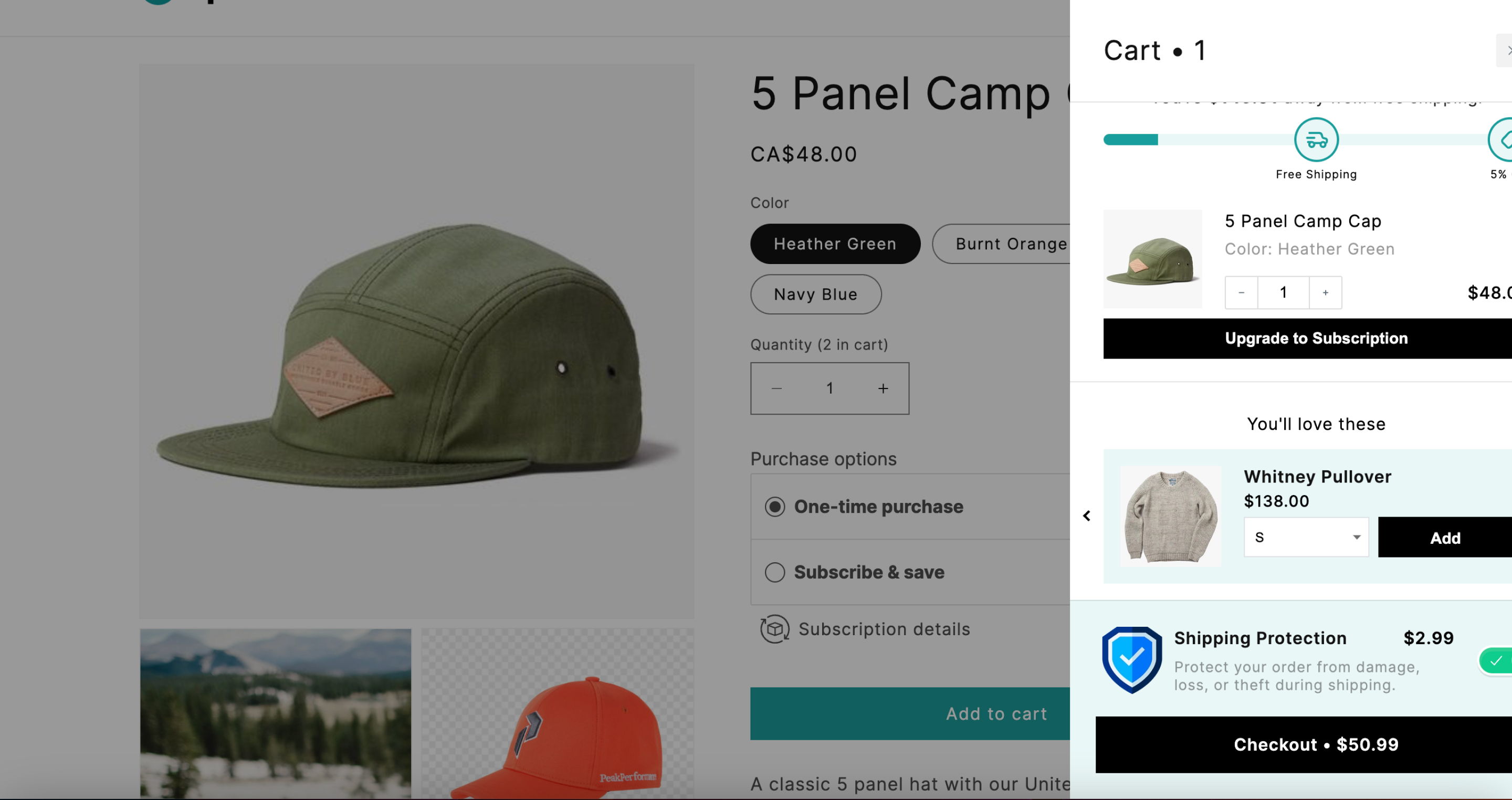 shopify cart upselling