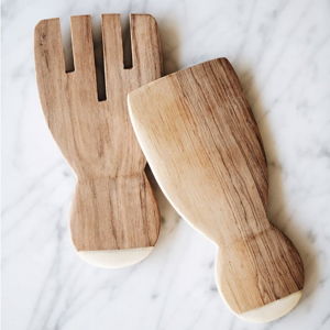 Connected Goods Wild Olive Wood Paddle Salad Servers