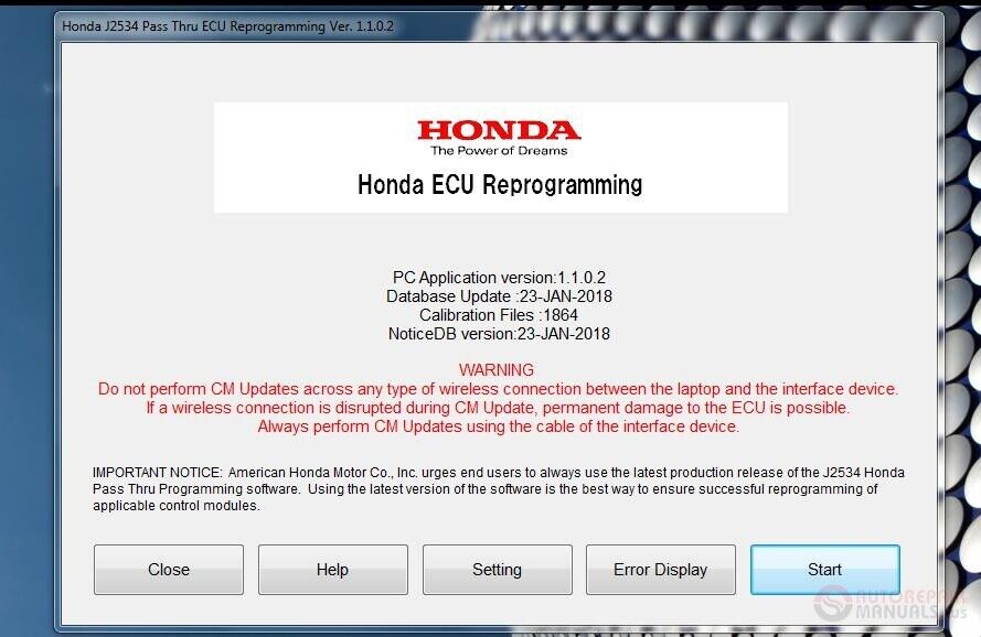 J2534 Honda Pass-Thru Reprogram CMU 2020 Dateien für die Programmierung des Steuergeräts