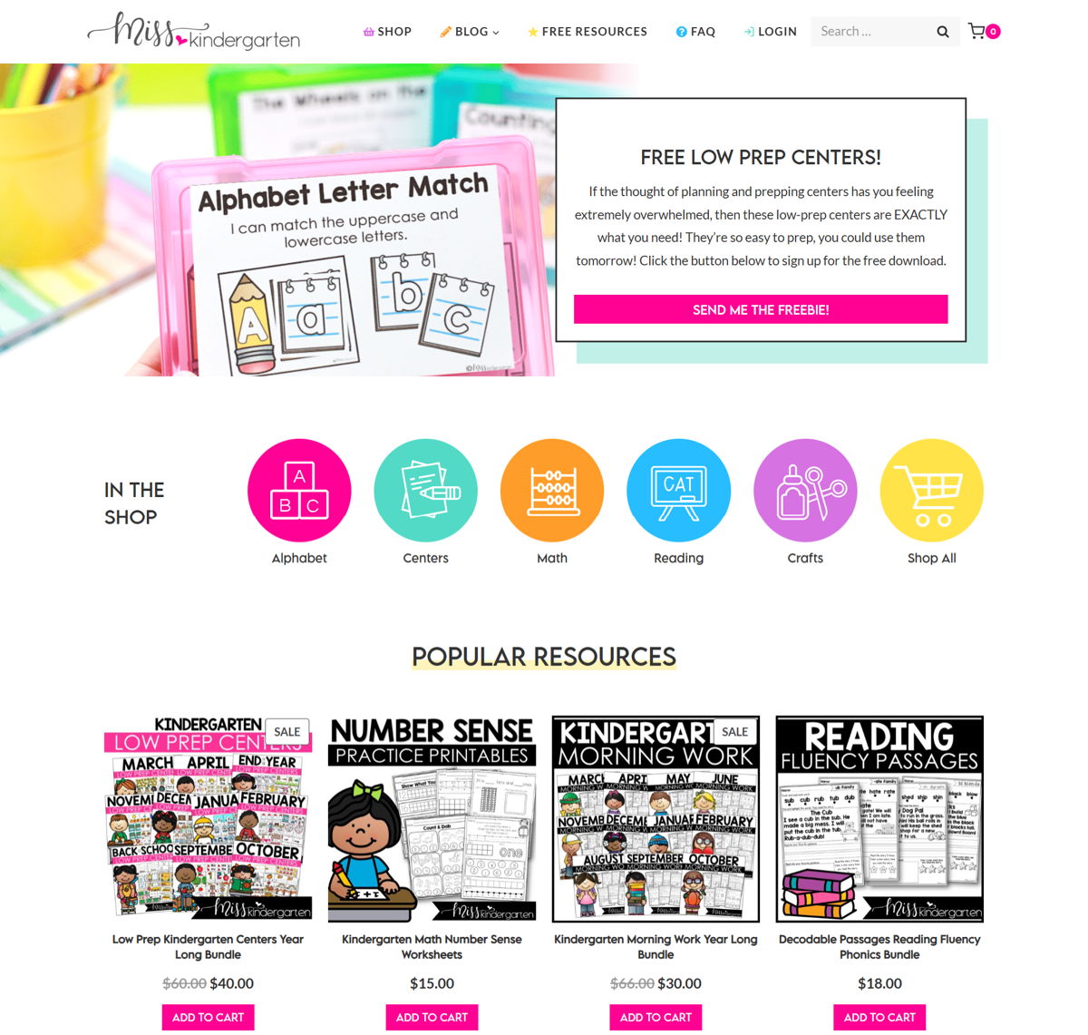 Screenshot of Miss Kindergarten, from the kindergarten websites collection.
