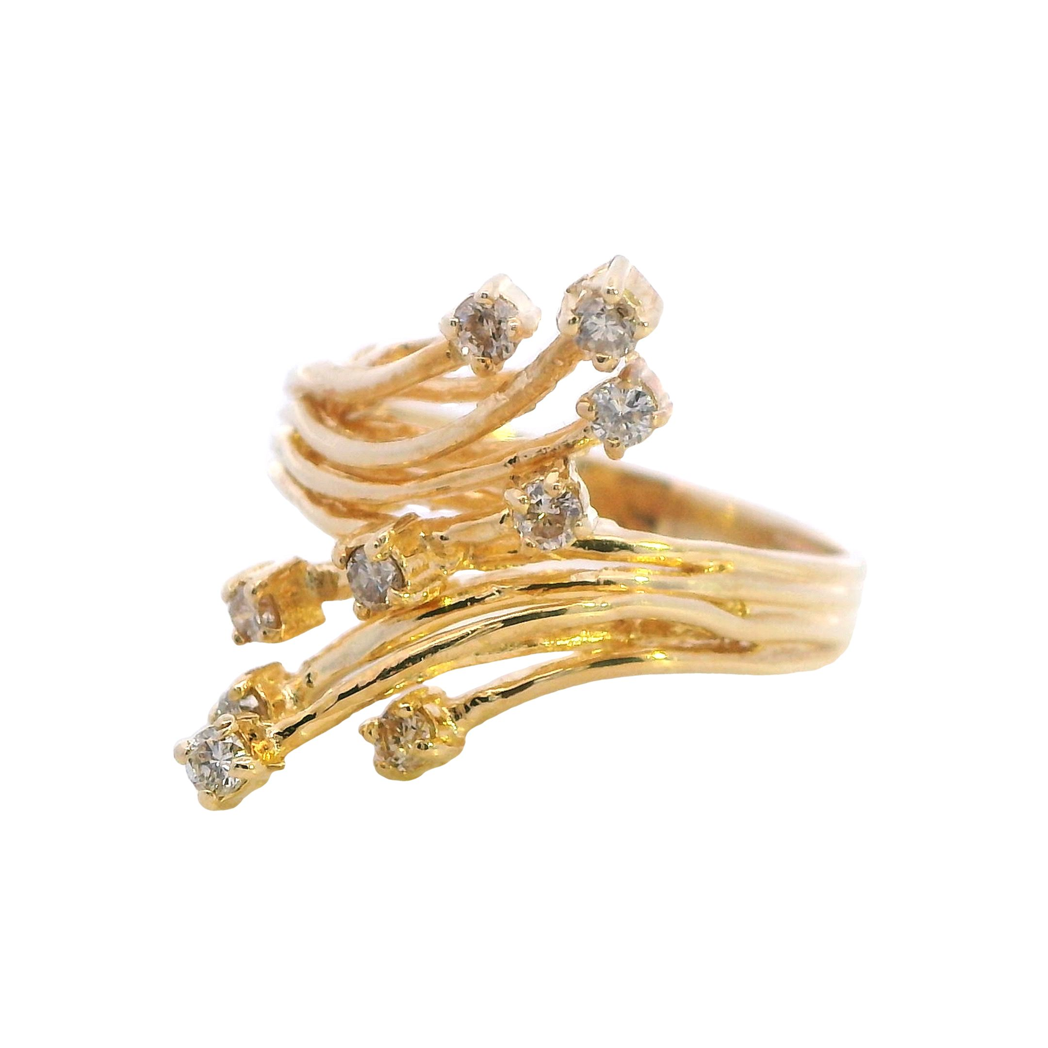 14ct Yellow Gold Multi-Diamond Ring - Image 2