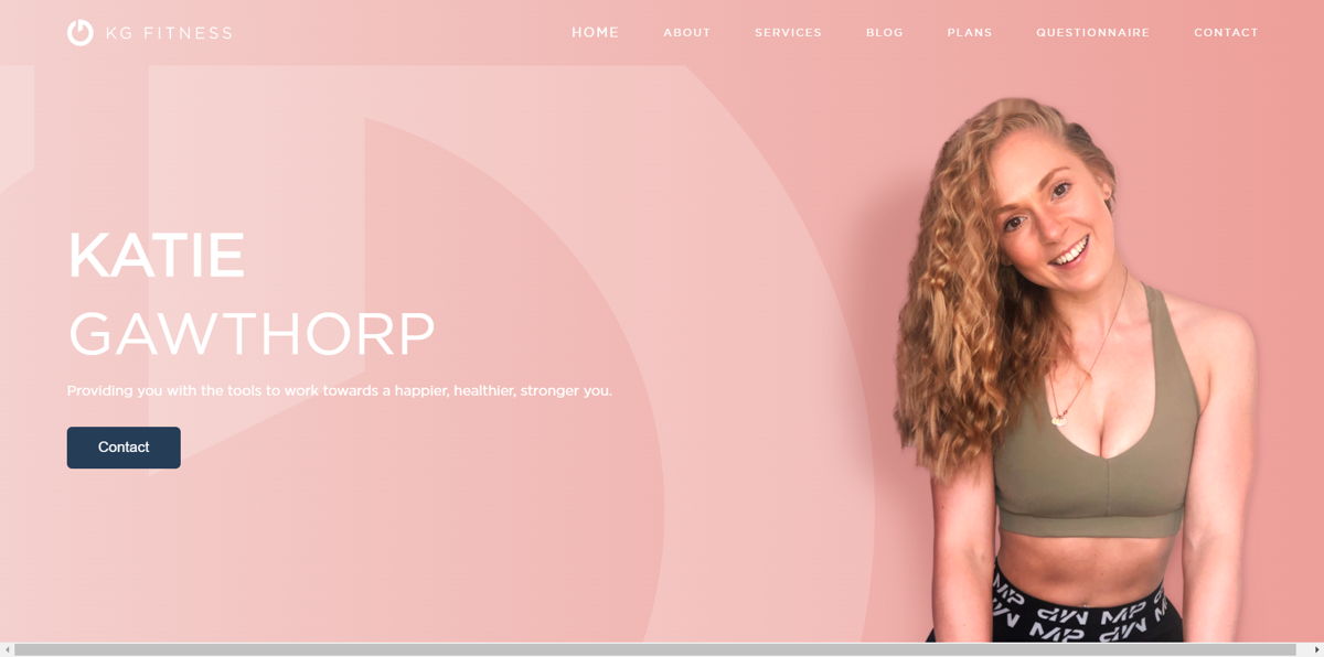 Screenshot of KG Fitness, from the personal trainer websites collection.