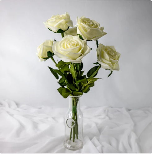 Off White Natural Real Touch Rose - Realistic Artificial Flowers - Image 2