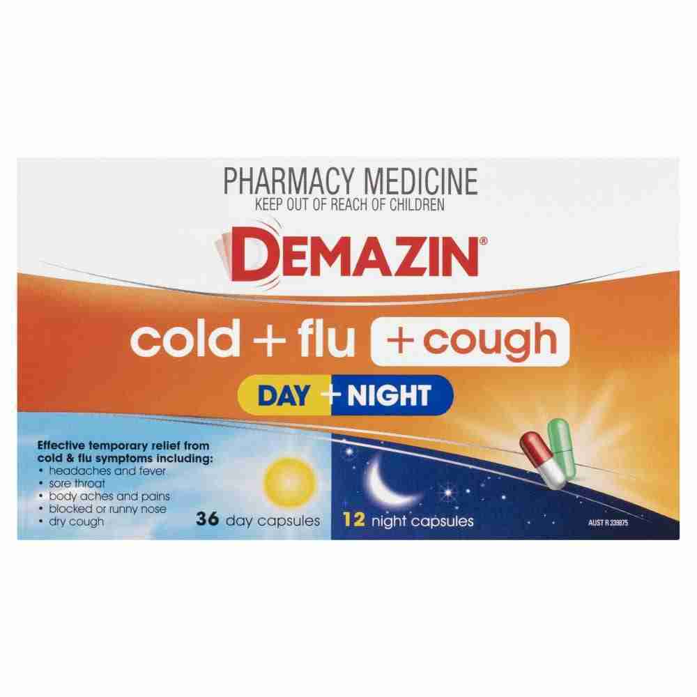 Demazin Cold + Flu + Cough Day + Night 48 Capsules - Image 3