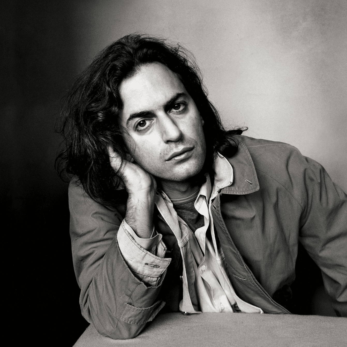 Black and white photo of Marc Jacobs.